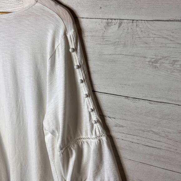 J Jill Tunic Top Womens Size XL Petite White Bohemian Fabric Button Detail - Picture 10 of 16